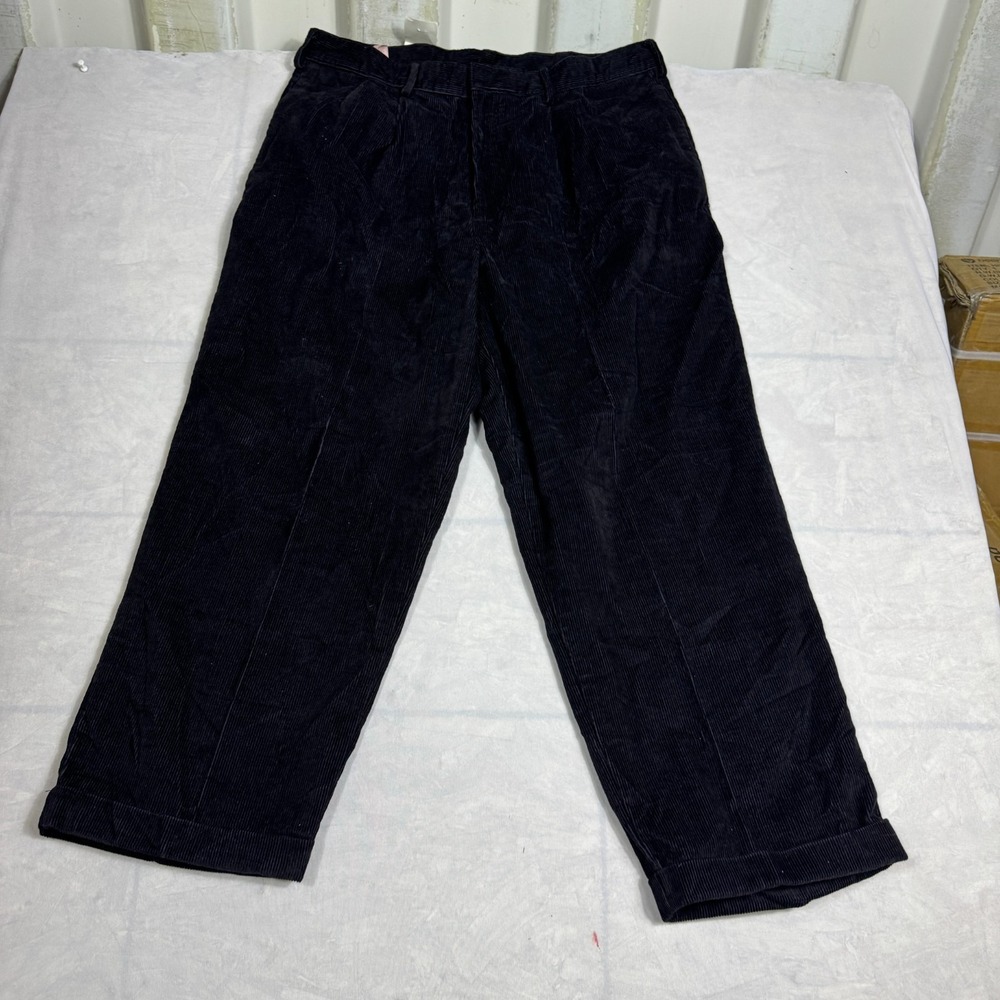 Vintage Dockers Cordrouy Pants Mens Black Classic Fit Pleated Size W34 L30 NWT